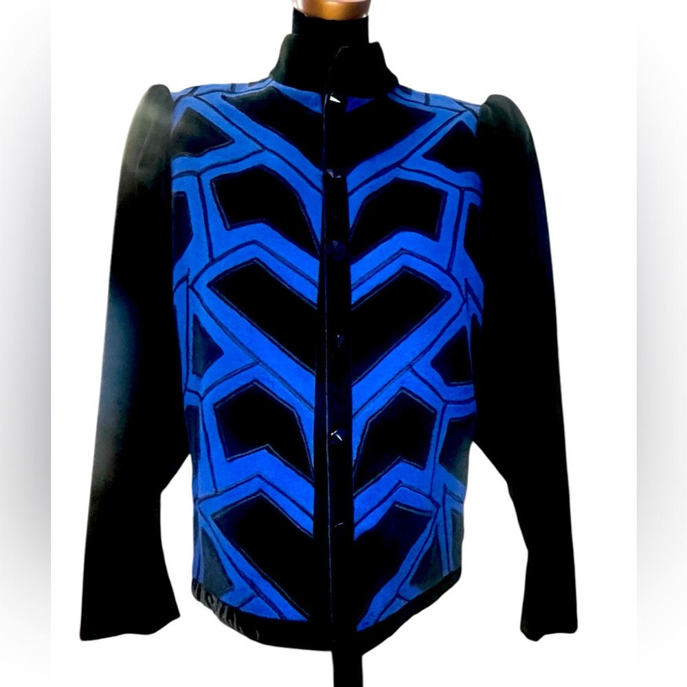 Rare Vintage Jacket By Vera Borea Paris, OOAK Custom Made Colorblock Velvet